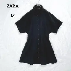 ZARA ザラ シャツワンピース ミニ M 半袖 ブラックのサムネイル