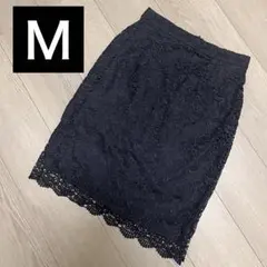 M ユニクロ　黒　レース　タイトスカート　ひざ丈