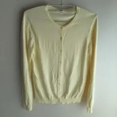 UNIQLO カーディガン　クリームイエロー　Ｌサイズ　長袖　綿100%