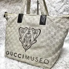 本物☆グッチ GG柄 ミュゼオ キャンバス トートバッグ ハンドバッグ 