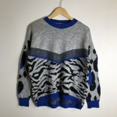 DUNNES ゼブラ柄 配色ニットセーター