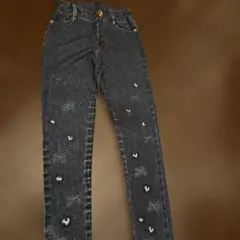 ハートとリボンの刺繍入りデニム風レギンスのサムネイル