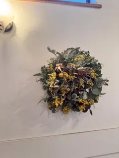 ✡大処分SALE❣️✺ミモザのリース✺45cm 春色リース ドライフラワー