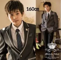 160㎝　Michelle Alfred グレー　トリミングジャケットスーツ