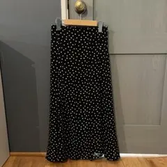 フレアロングスカート 黒白水玉