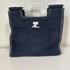 美品✨ クレージュ ハンドバッグ クリアハンドル 希少 ロゴ刺繍