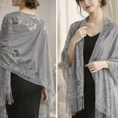 ショール ストール グレー 大判 レース お呼ばれ パーティ 日焼け対策 上品