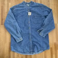 デニムブルー ボタンアップシャツ L