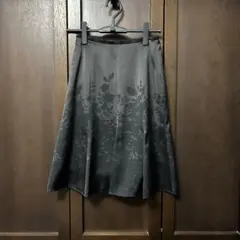 フレアスカート 花柄 黒 61cm