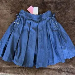 新品タグ付き　メゾピアノ　ボックスプリーツ サイドレースアップスカパン　150