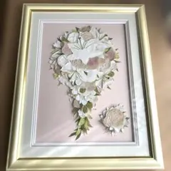 カサブランカ　押し花アート ブーケ 額縁入り
