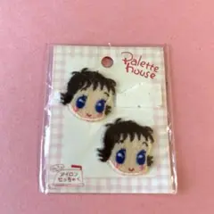 レトロ　女の子のお顔　アイロン接着　ワッペン　2枚入り