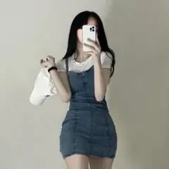 sona amood スリムフィット デニムワンピース