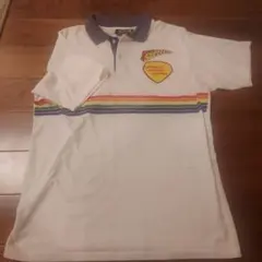 古着Knit Shirt Exchange ポロシャツ ホワイト レインボー