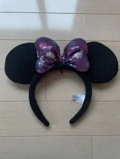 ミッキー耳カチューシャ スパンコールリボン