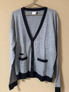 APRIL77 アプリルセブンティセブン ウールカーディガン グレー×ブラック