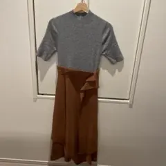 フレイアイディー　半袖ニットコンビワンピース