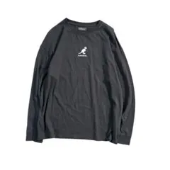 7BS2【KANGOLロゴ刺繍　長袖Tシャツ　ロンT ブラック　古着usedのサムネイル