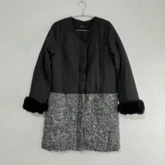 INGNI ツイードダウンコート♪■ リアルファー付イング黒M