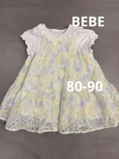 【美品】bebe 80-90花柄　レース ワンピースのサムネイル