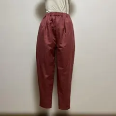 着物リメイク（テーパードパンツ）紬　正絹　ダークレッド玉虫色