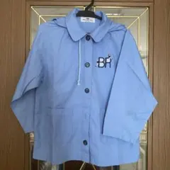 水色 フード付きコート BR刺繍