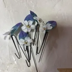 白の花の髪飾り 5個セット