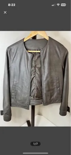 ノーカラー ダークブラウン レザージャケット