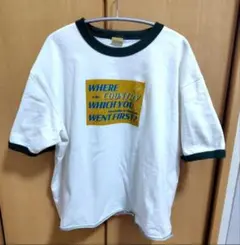 リンガーTシャツ ロゴT 半袖 ホワイト×グリーン【未使用】のサムネイル