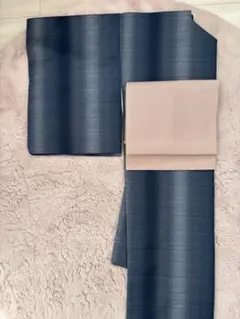 洗える着物　青のグラデーションの縞　きもの工房　袷のサムネイル