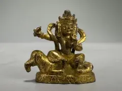 仏教美術 古銅鍍金 騎獅文殊菩薩像 仏像 C 7665E - メルカリ