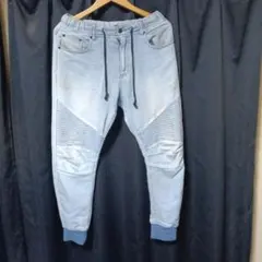 VENCEEXCHANGE ライトブルー　バイカーデニム　ジョガーパンツ М