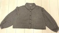 タータンチェック柄　ショート丈長袖シャツ　レディース Mサイズ
