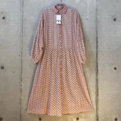 ★ZARA★ザラ 花柄 花 刺繍 ピンク ロング ワンピース シャツワンピース