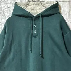 古着 90s ヘンリーネック パーカー スウェット 2トーン M ヴィンテージのサムネイル