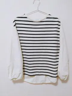 AMERICAN HOLIC ストライプ 異素材長袖 トップス