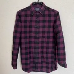 flannel フランネル　チェックシャツ　シャツ　パープル　メンズ　上着　S