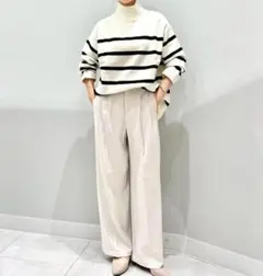 GU♡パフィータッチオーバーサイズセーター♡ホワイト×ボーダーS♡ジーユー♡