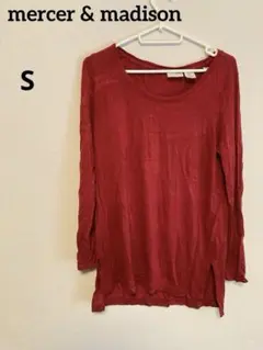 mercer & madison 赤 長袖 Tシャツ 【S】レディース古着