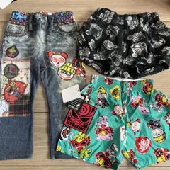 ヒスミニ カラフルなキャラクターのデニムパンツセット