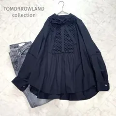 美品✨トゥモローランド　ブラックコンビネーション ボウタイブラウス 定価3.7万