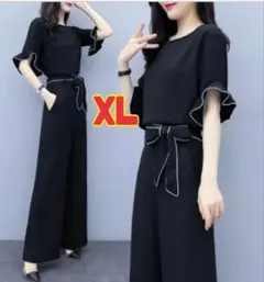 レディース フォーマル フリル リボン パンツ ドレス セットアップ XL