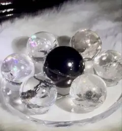 爆虹水晶＆モリオン スフィアセット Select by Amulet〜天然石