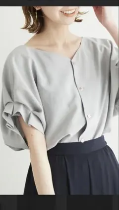 ROPE' PICNIC 2WAY リネンライクブラウス サックスブルー