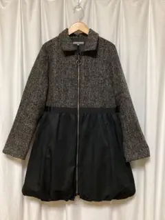 クリスティーナティ ロングコート L ツイード フレア イタリア製 