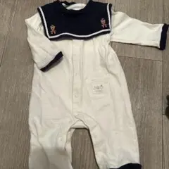 アカチャンホンポ　セーラー襟 クマ刺繍ロンパース 70