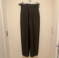 ダークブラウン ワイドレッグスラックス