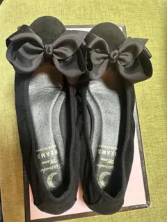 BEAMS ビームス 黒 ブラック リボン バレエシューズ フラットシューズ