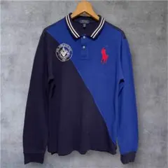 ポロ　ラルフローレン バイカラー 長袖ポロシャツ ビッグポニー　メンズM相当