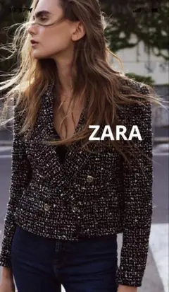 正規品⭐︎ZARA ベルト テクスチャー ベスト XS ネイビー ツイード 完売品 正規品⭐︎ZARA ベルト テクスチャー ベスト XS ネイビー